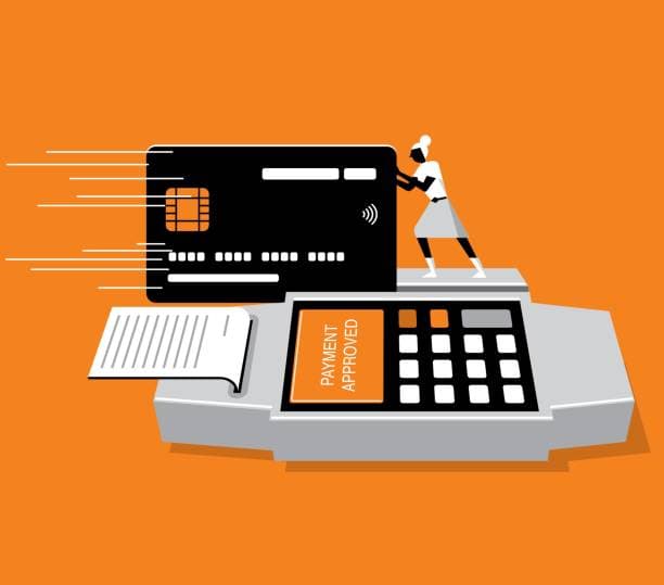 Digital card payment approval and receipt illustration