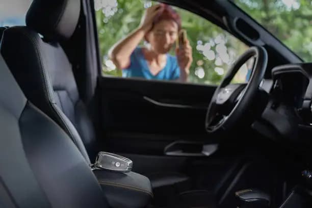 Driver requesting help after keys were locked inside a car