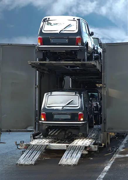Vehicles being loaded for protected transport